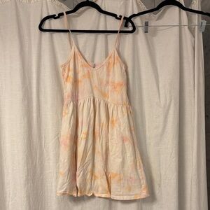 Z Supply Pastel Tie-Dye Spaghetti Strap Dress in Peach & Blush